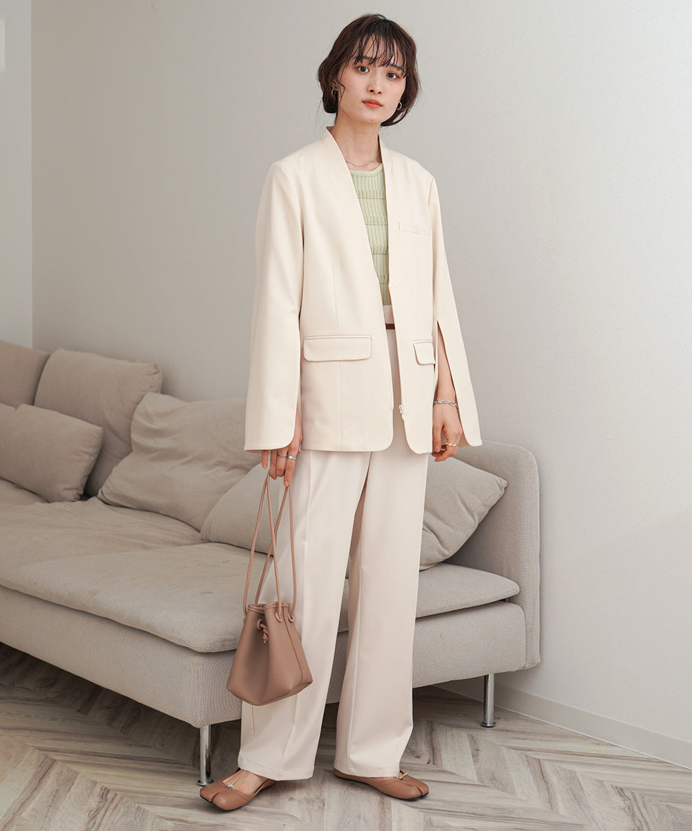 【オケージョンドレス/結婚式/2サイズ展開/SET ITEM/インナー付き/裏地付き】袖スリットジャケット