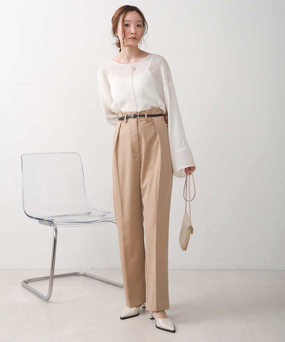 【オケージョンドレス/結婚式/3サイズ展開/SET ITEM/インナー付き/裏地付き】サイドタックベルト付スラックス