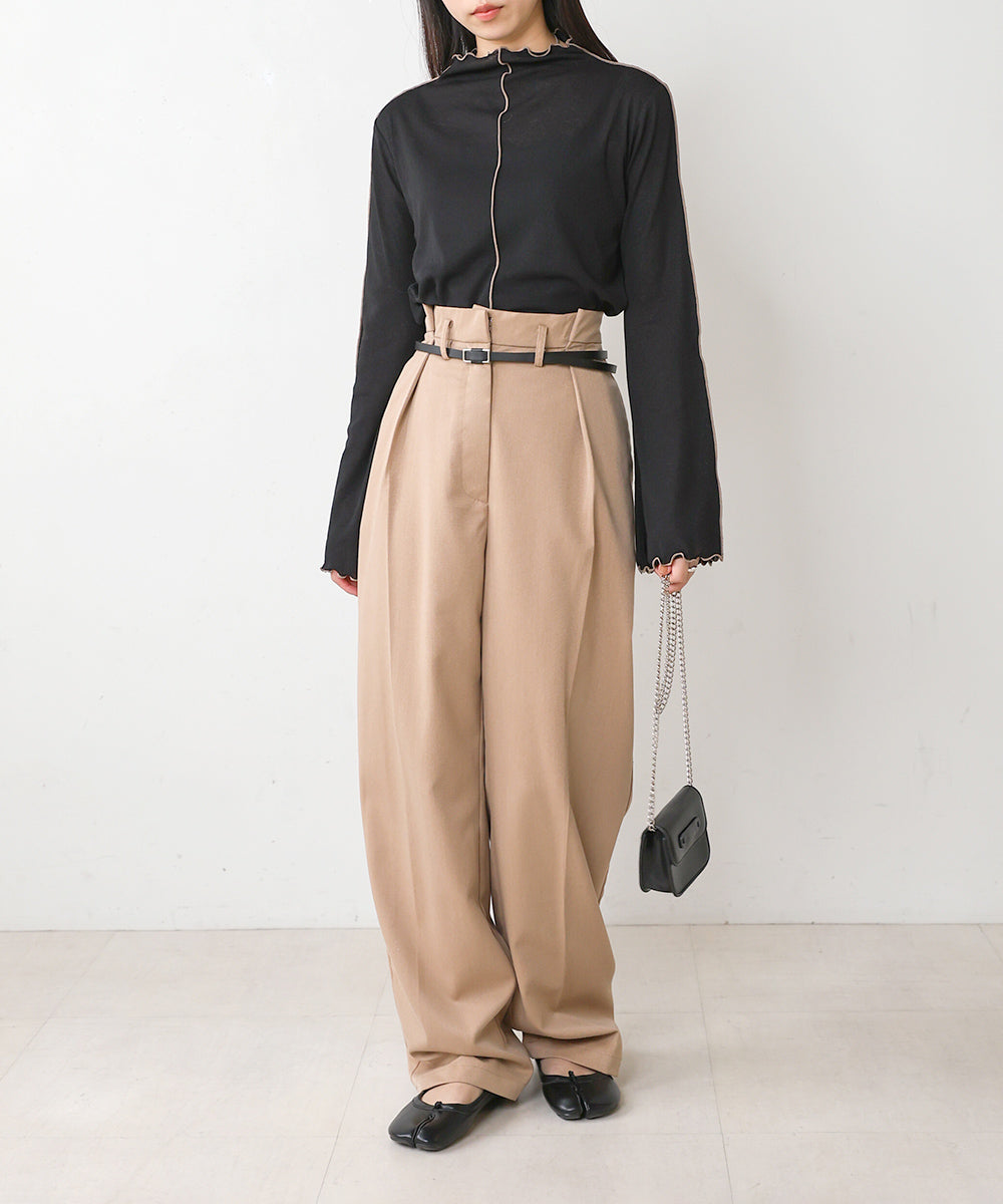 【オケージョンドレス/結婚式/3サイズ展開/SET ITEM/インナー付き/裏地付き】サイドタックベルト付スラックス