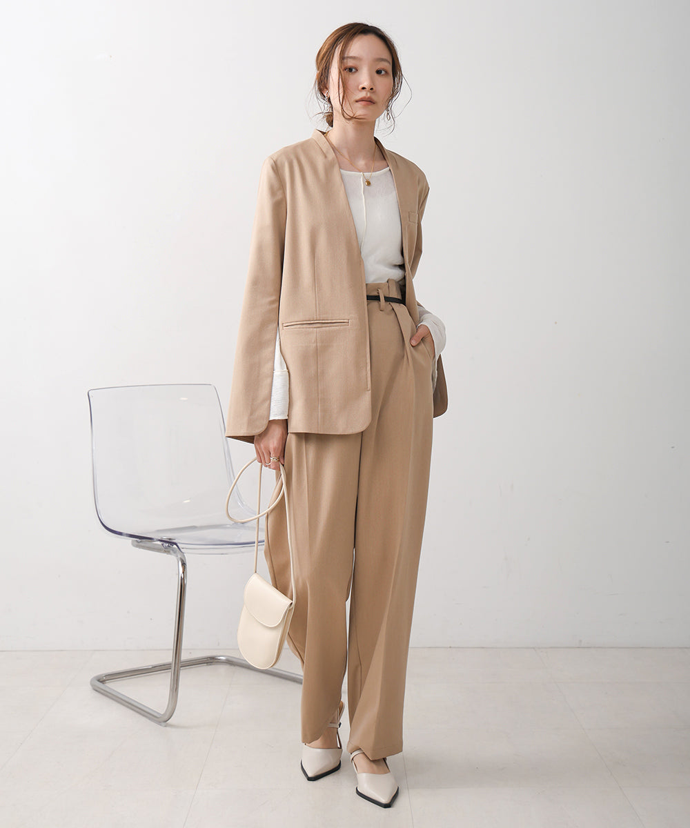 【オケージョンドレス/結婚式/3サイズ展開/SET ITEM/インナー付き/裏地付き】サイドタックベルト付スラックス