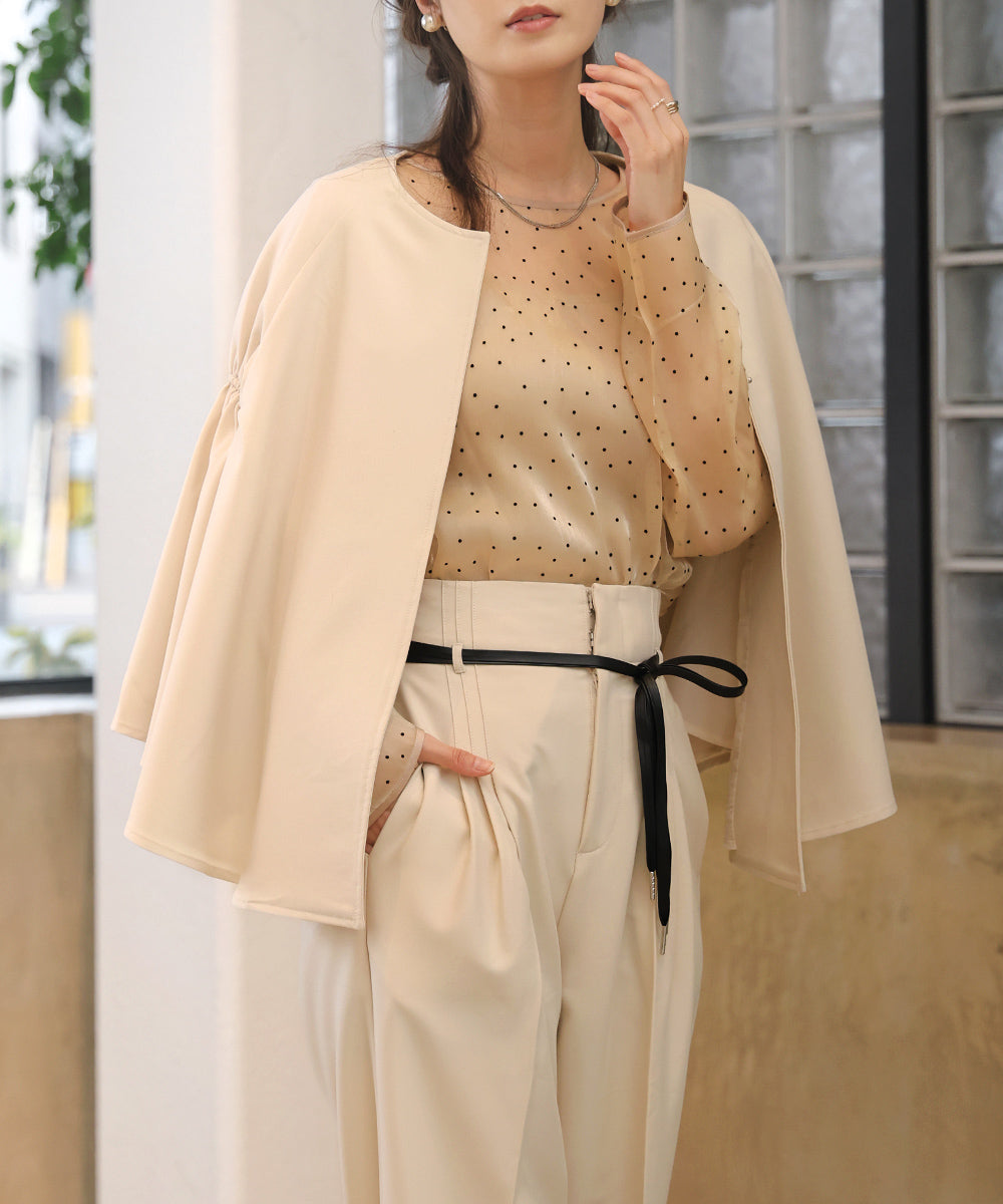 【オケージョンドレス/結婚式/2サイズ展開/SET ITEM/インナー付き/裏地付き】ケープ風ジャケット