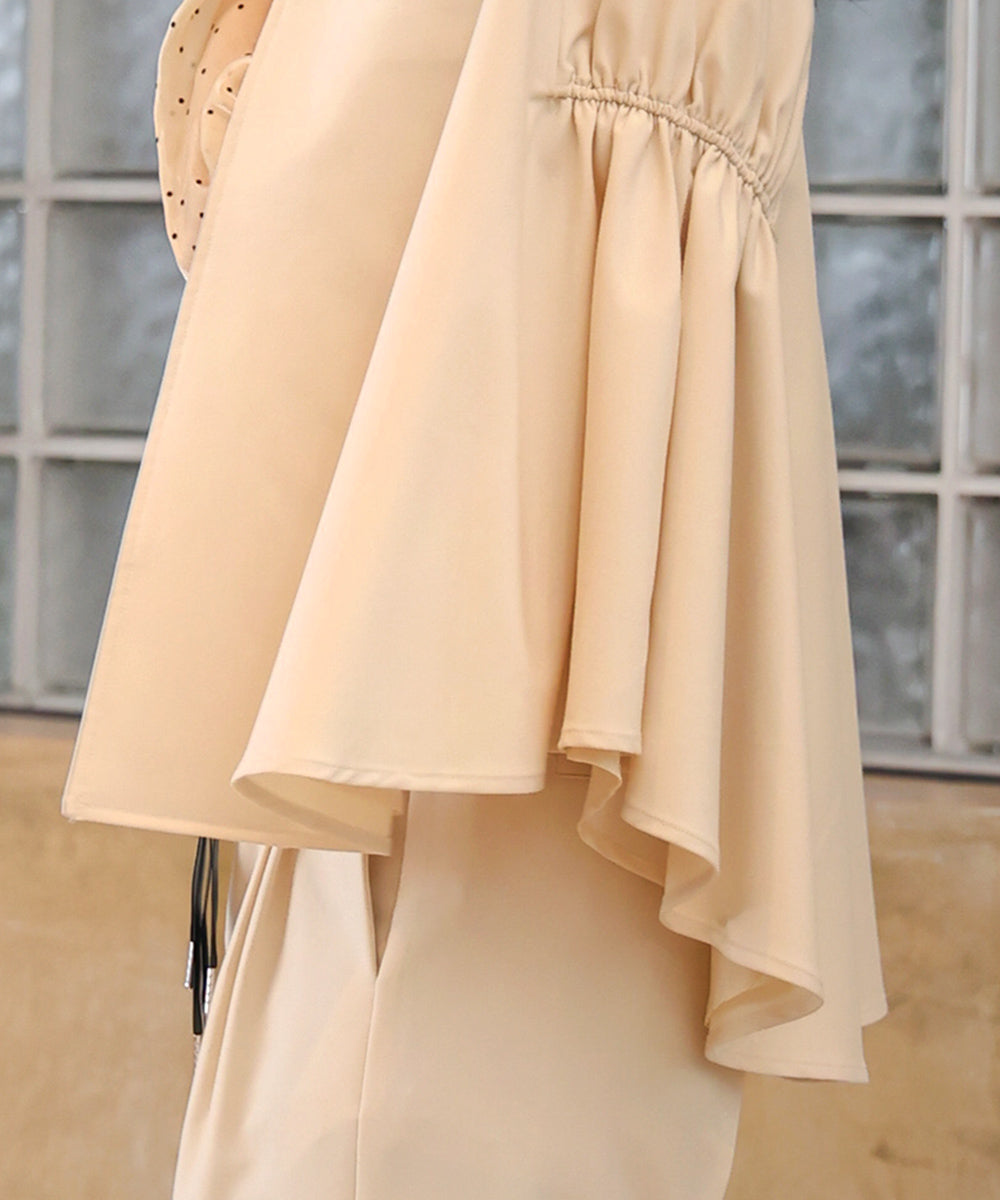 【オケージョンドレス/結婚式/2サイズ展開/SET ITEM/インナー付き/裏地付き】ケープ風ジャケット