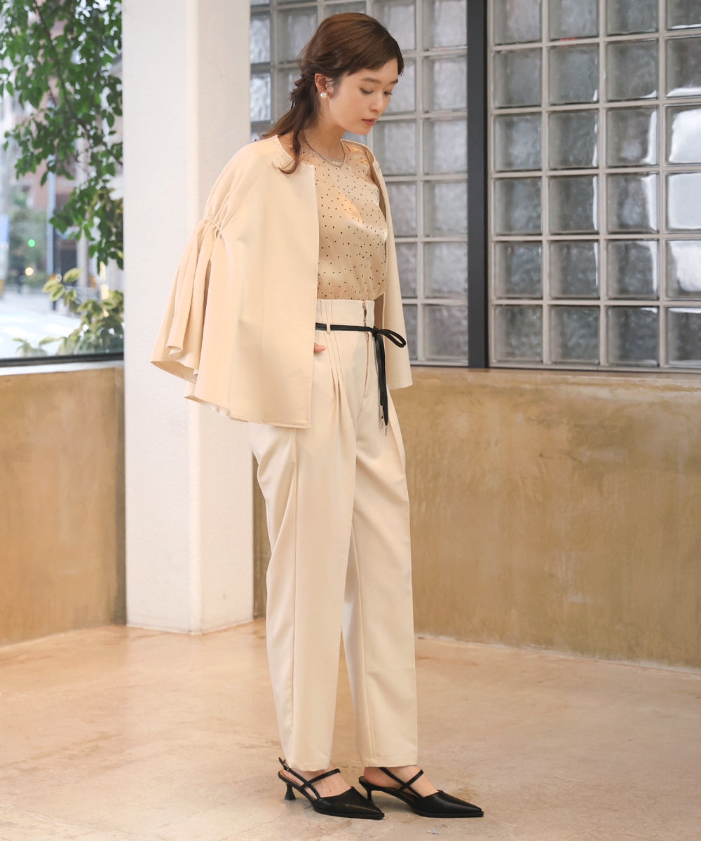 【オケージョンドレス/結婚式/2サイズ展開/SET ITEM/インナー付き/裏地付き】ケープ風ジャケット