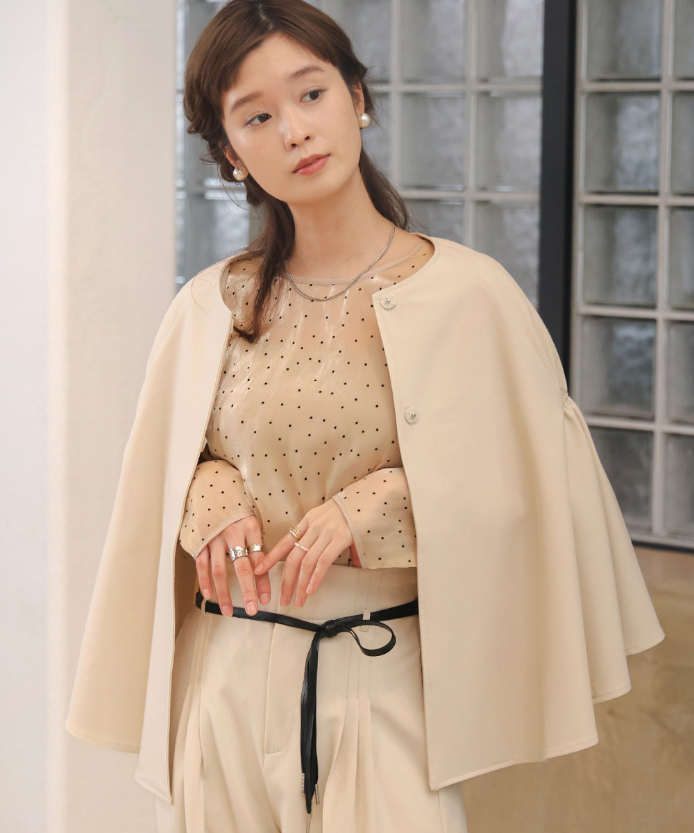 【オケージョンドレス/結婚式/2サイズ展開/SET ITEM/インナー付き/裏地付き】ケープ風ジャケット
