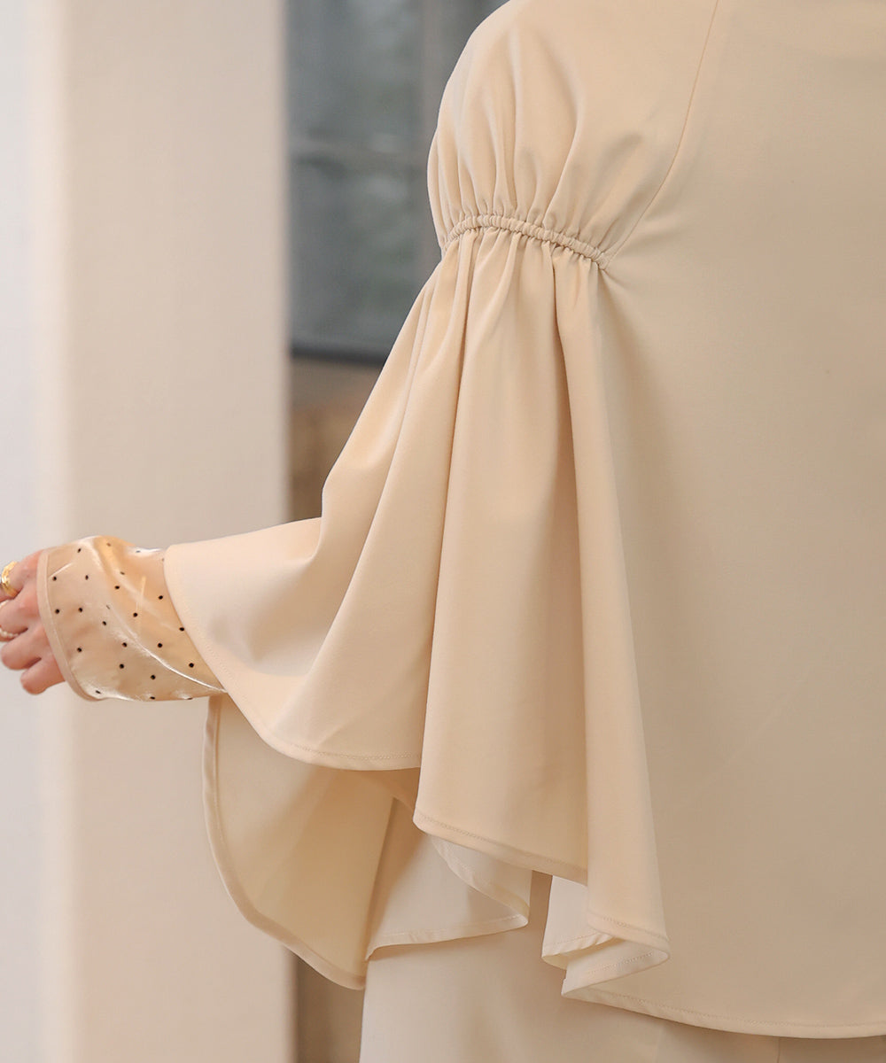 【オケージョンドレス/結婚式/2サイズ展開/SET ITEM/インナー付き/裏地付き】ケープ風ジャケット