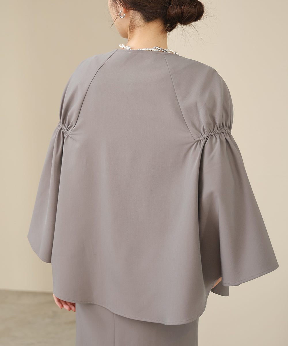 【オケージョンドレス/結婚式/2サイズ展開/SET ITEM/インナー付き/裏地付き】ケープ風ジャケット
