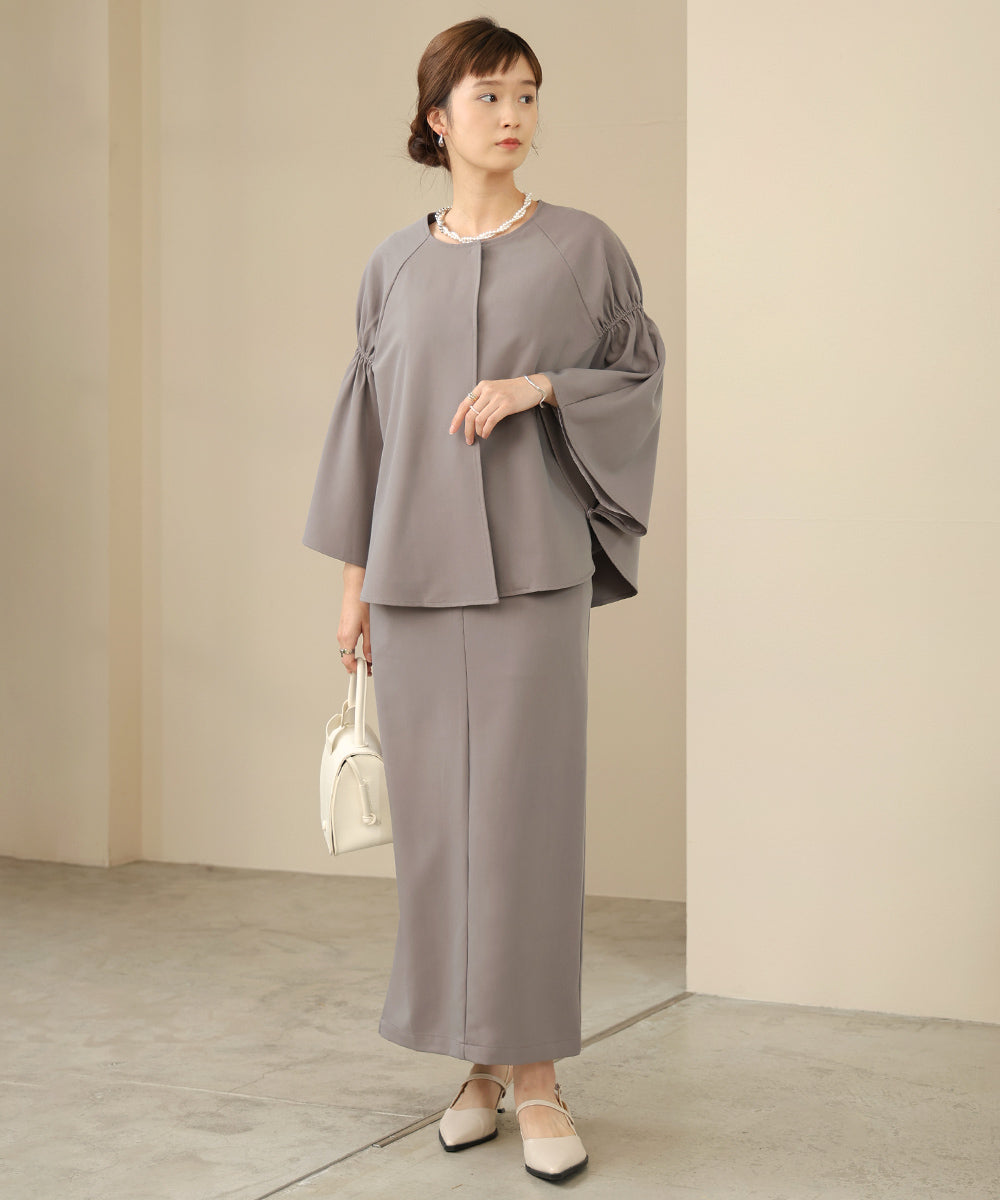【オケージョンドレス/結婚式/2サイズ展開/SET ITEM/インナー付き/裏地付き】ケープ風ジャケット