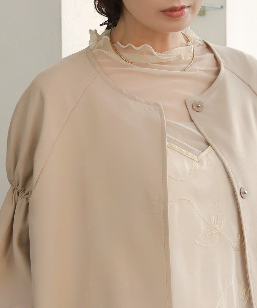 【オケージョンドレス/結婚式/2サイズ展開/SET ITEM/インナー付き/裏地付き】ケープ風ジャケット