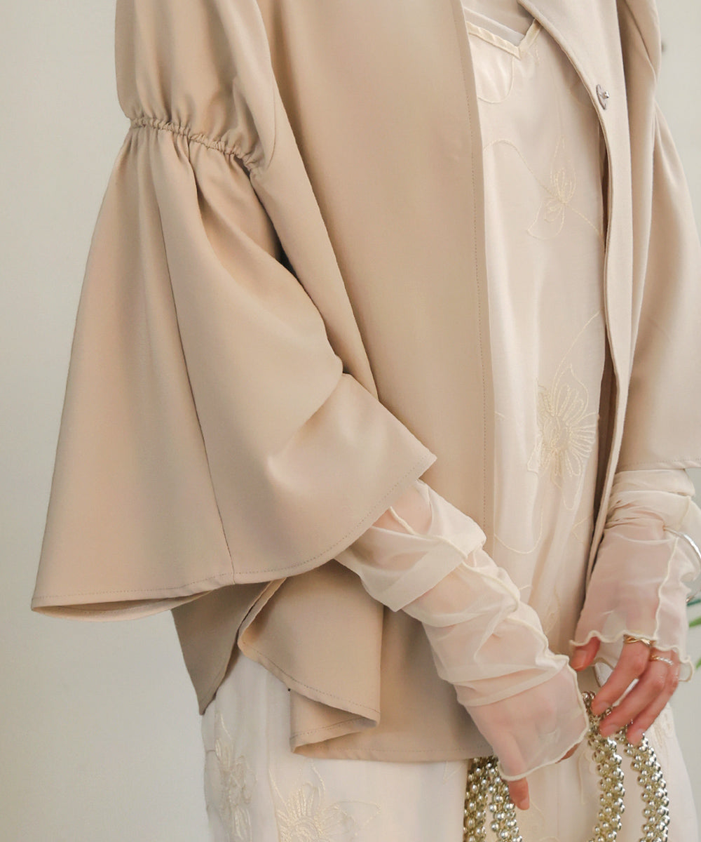 【オケージョンドレス/結婚式/2サイズ展開/SET ITEM/インナー付き/裏地付き】ケープ風ジャケット