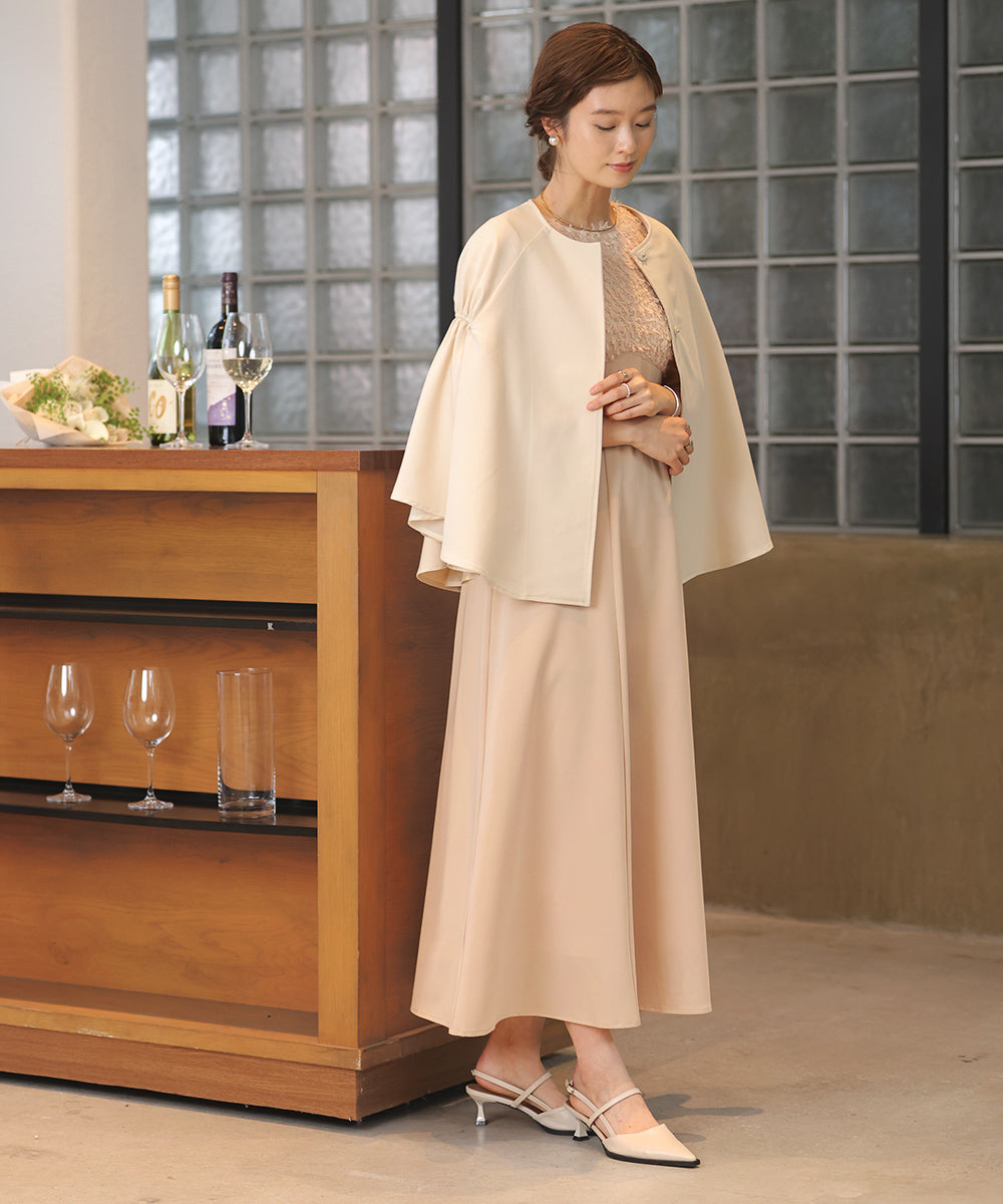 【オケージョンドレス/結婚式/2サイズ展開/SET ITEM/インナー付き/裏地付き】ケープ風ジャケット