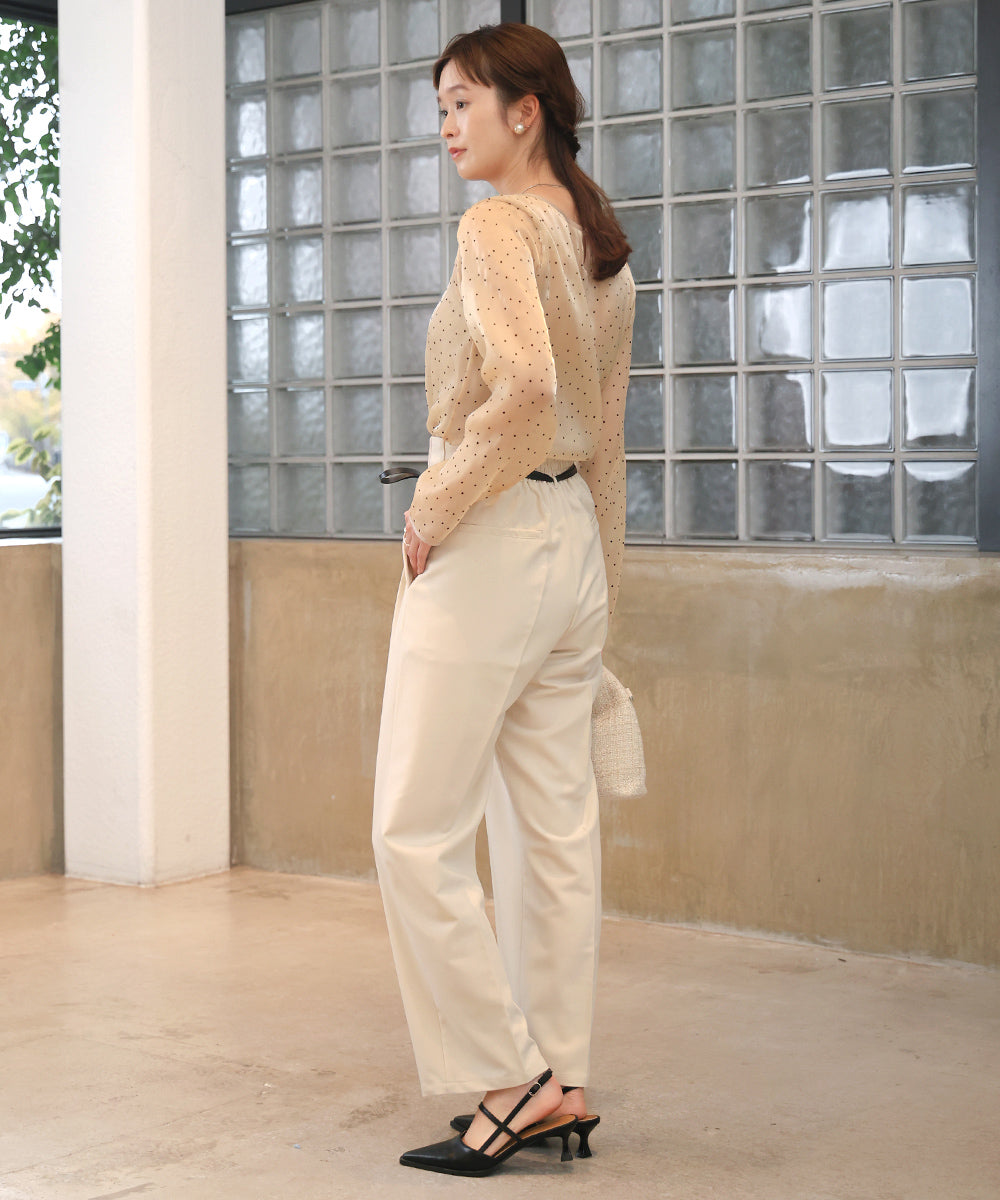 【オケージョンドレス/結婚式/2サイズ展開/SET ITEM/インナー付き/裏地付き】ベルト付きハイウエストスラックス