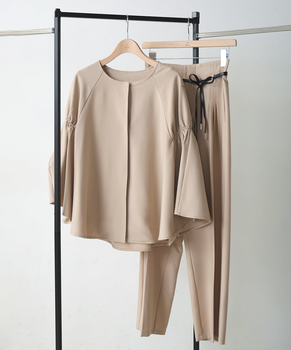 【オケージョンドレス/結婚式/2サイズ展開/SET ITEM/インナー付き/裏地付き】ベルト付きハイウエストスラックス