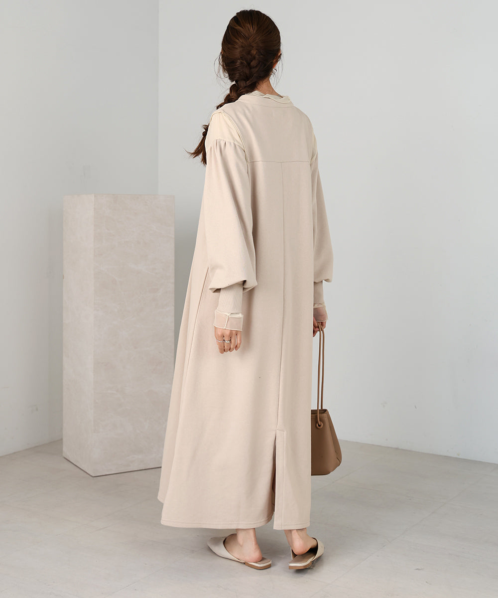 【低身長向けサイズあり】カフタンシアー裏毛ワンピース