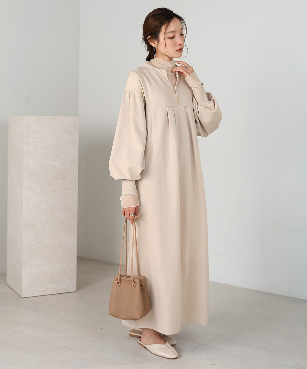 【低身長向けサイズあり】カフタンシアー裏毛ワンピース
