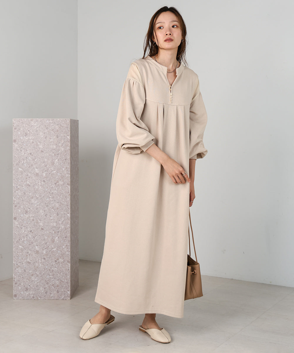【低身長向けサイズあり】カフタンシアー裏毛ワンピース