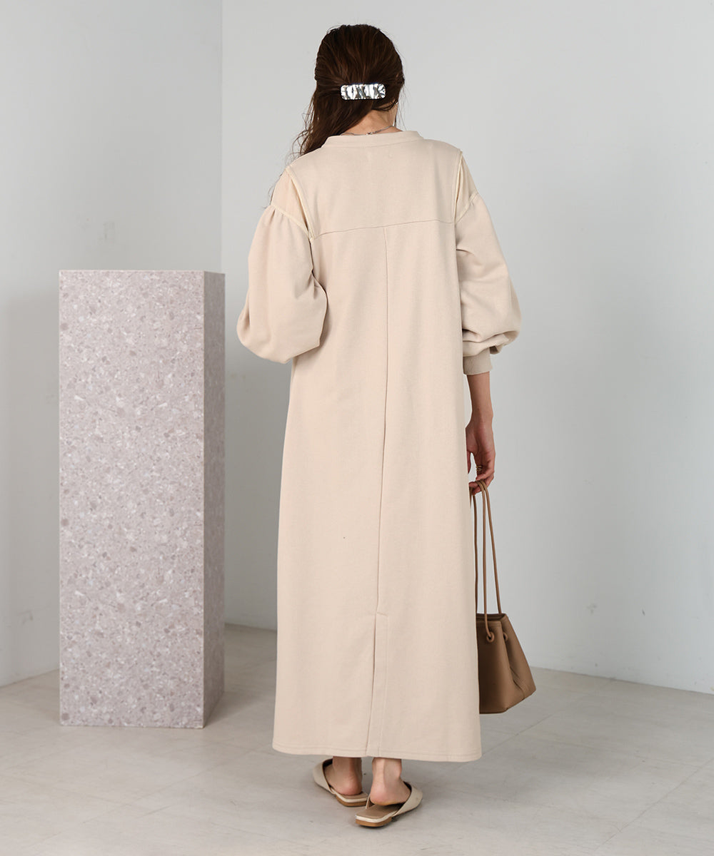 【低身長向けサイズあり】カフタンシアー裏毛ワンピース