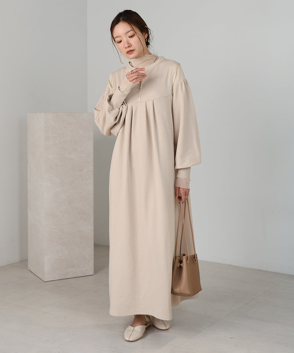 【低身長向けサイズあり】カフタンシアー裏毛ワンピース