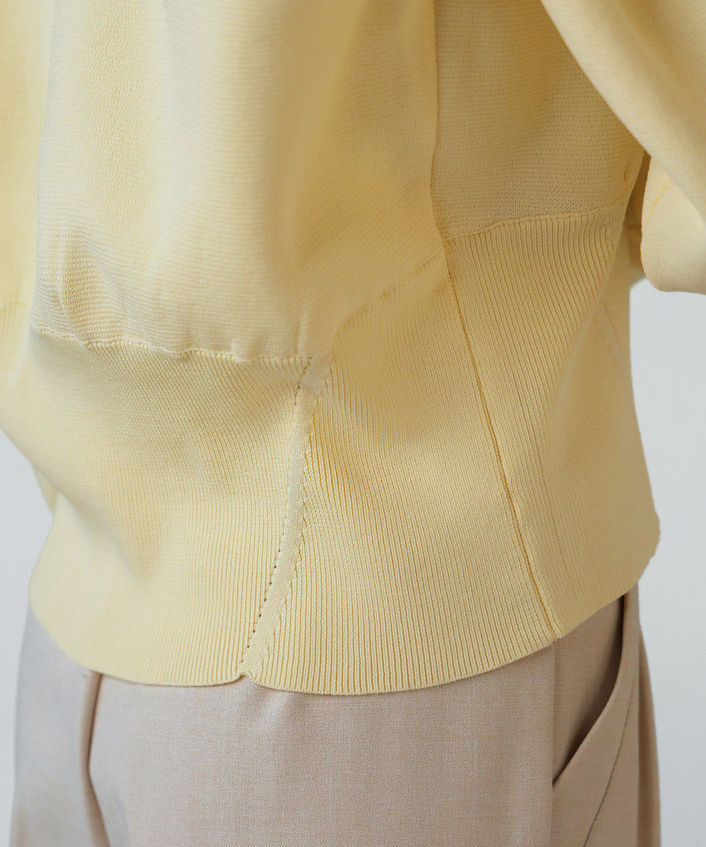 スウェットライクウエスト切替ニットトップス