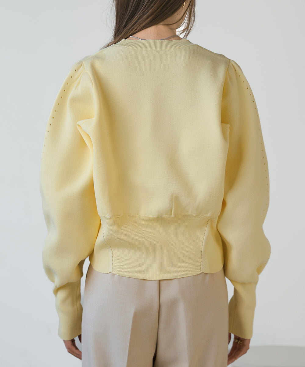 スウェットライクウエスト切替ニットトップス