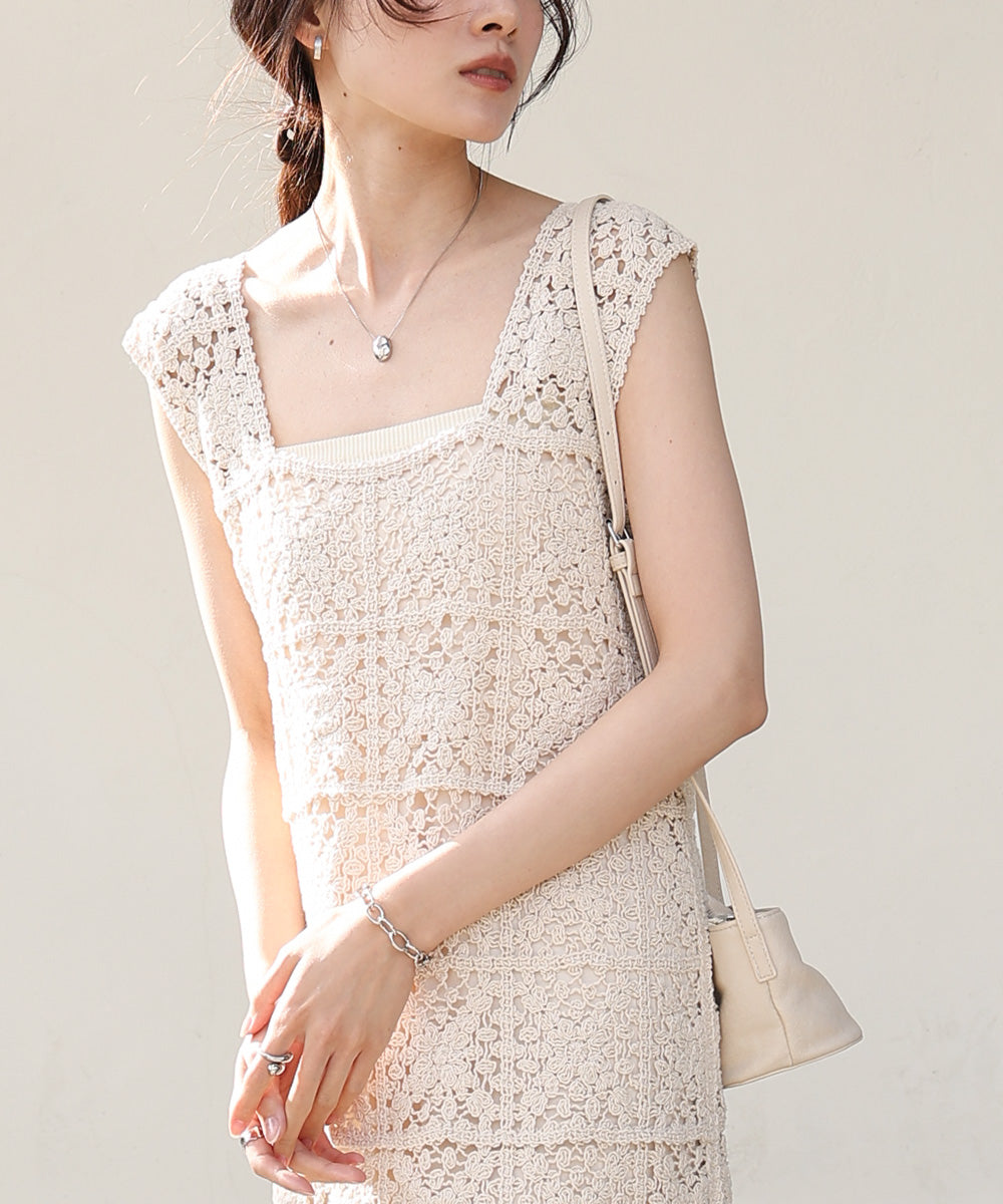 クロシェロングワンピース