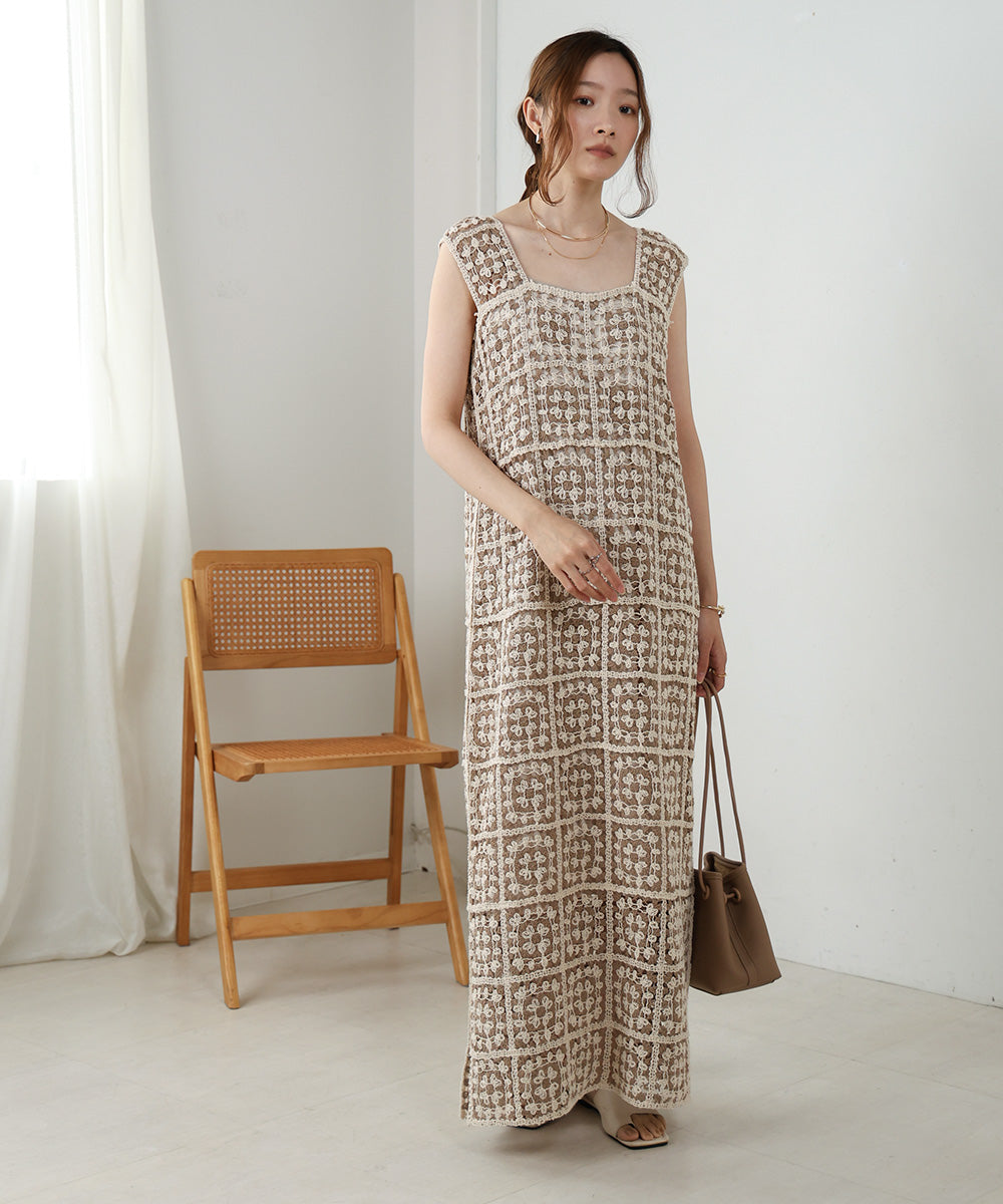 クロシェロングワンピース