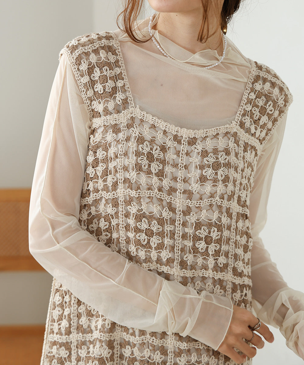 クロシェロングワンピース