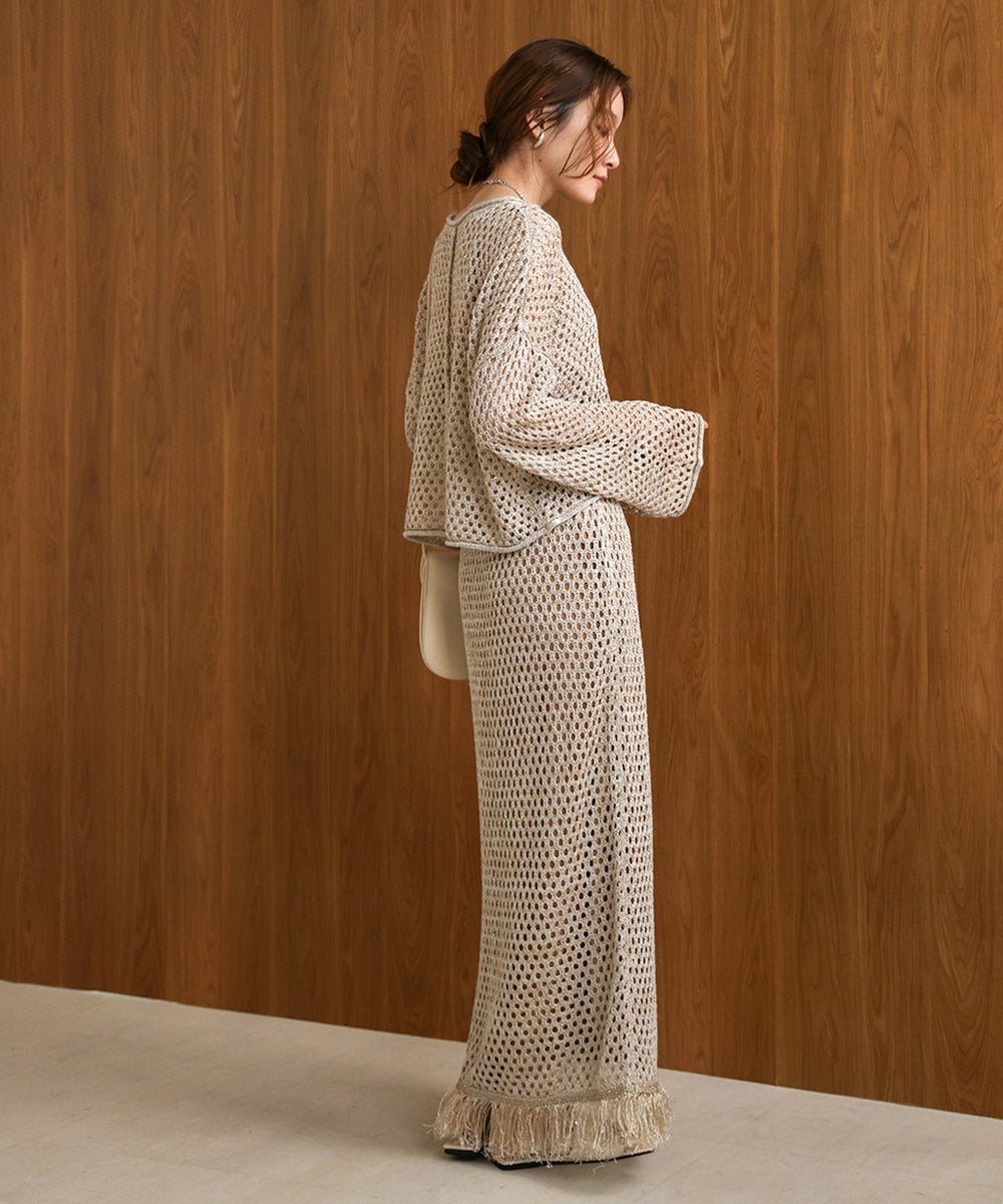 【セットアップ対応】スパンコールメッシュニット