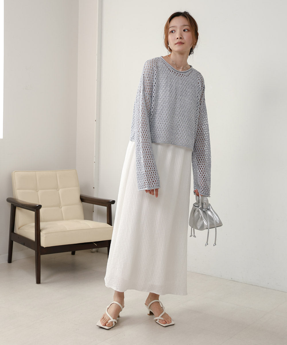 【セットアップ対応】スパンコールメッシュニット