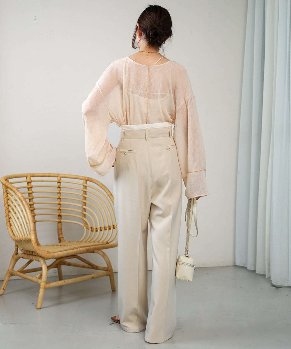 【S・M・L展開】ダブルウエストセンタープレススラックス