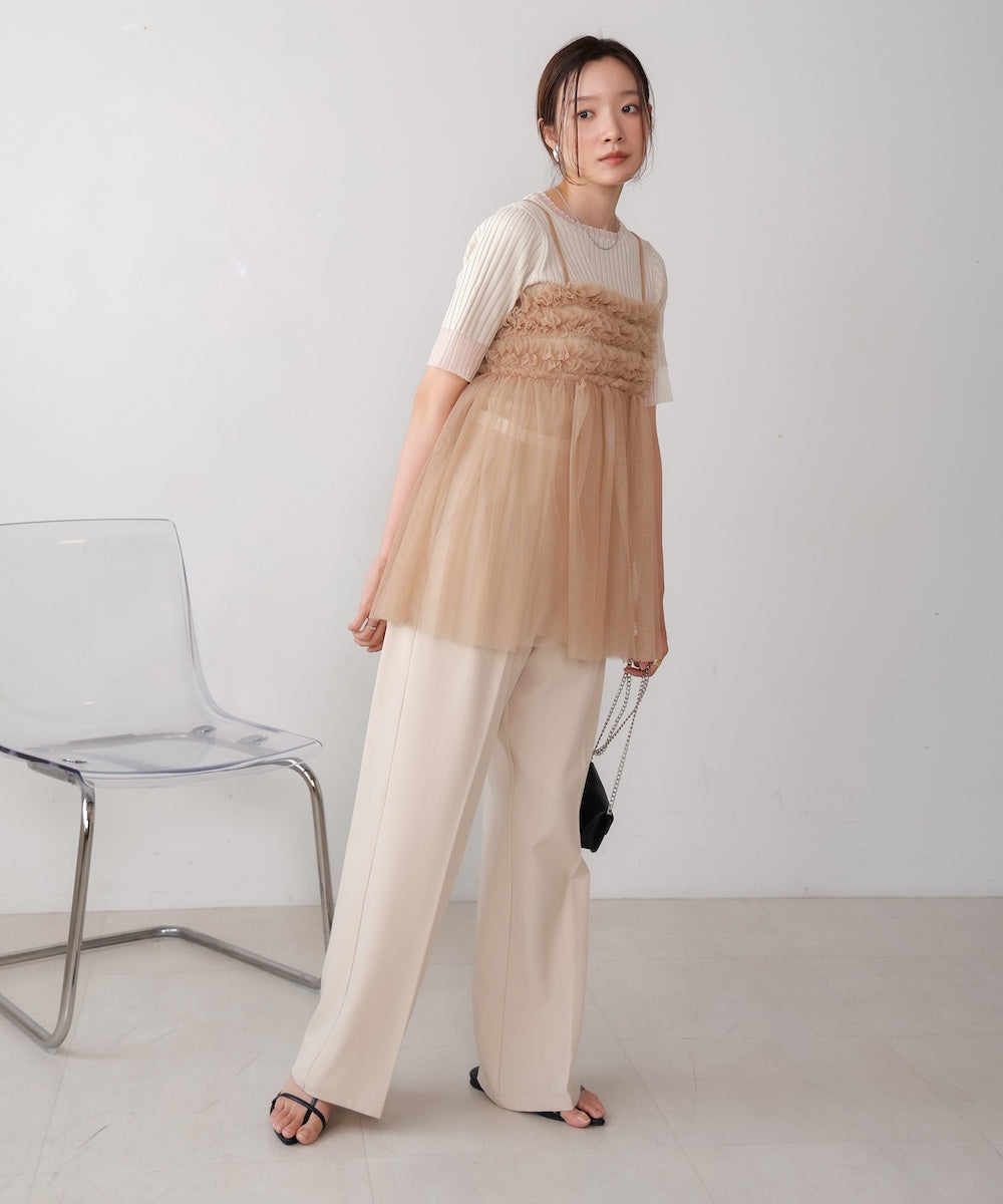 【S・M・L展開】ダブルウエストセンタープレススラックス