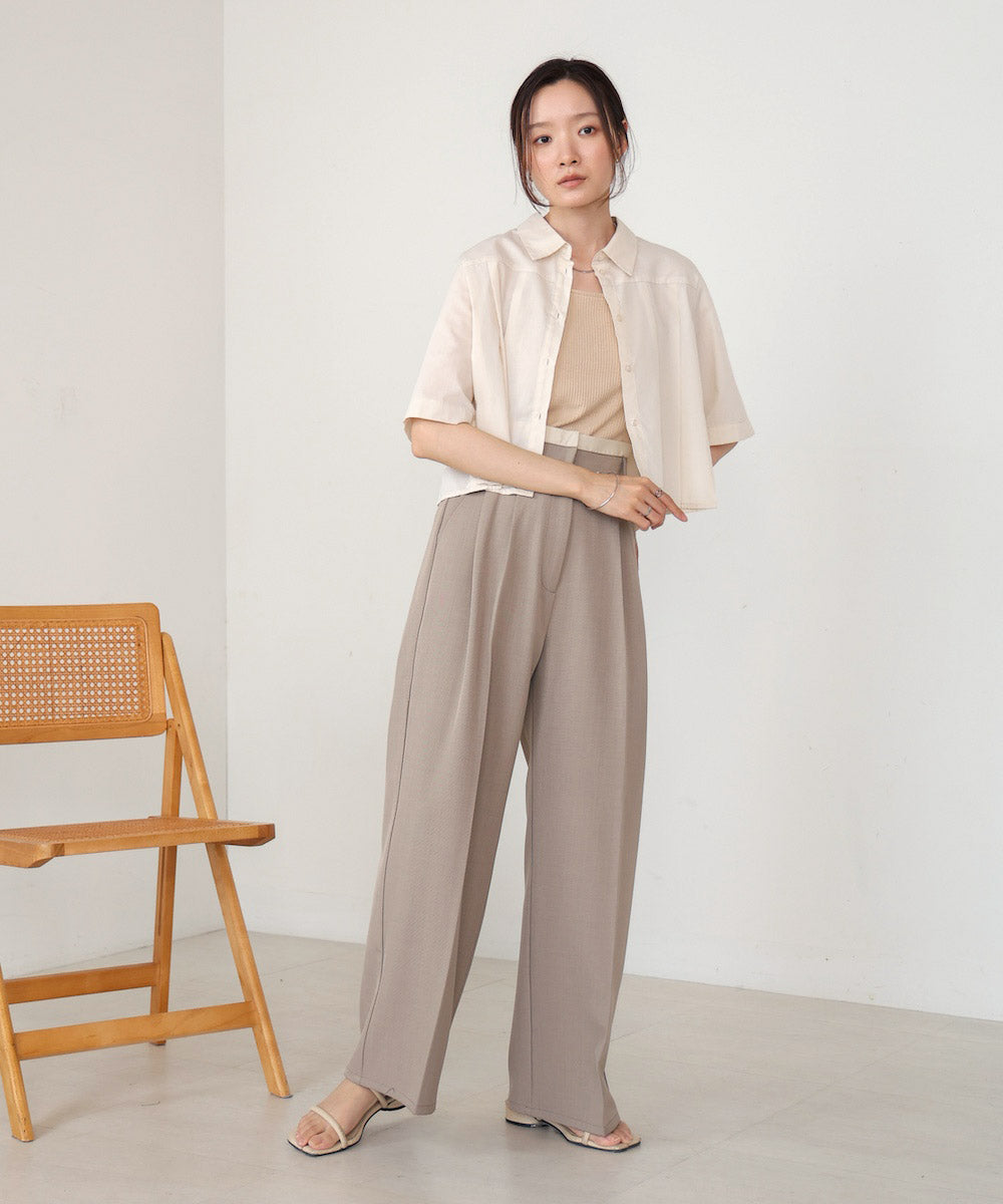 【S・M・L展開】ダブルウエストセンタープレススラックス