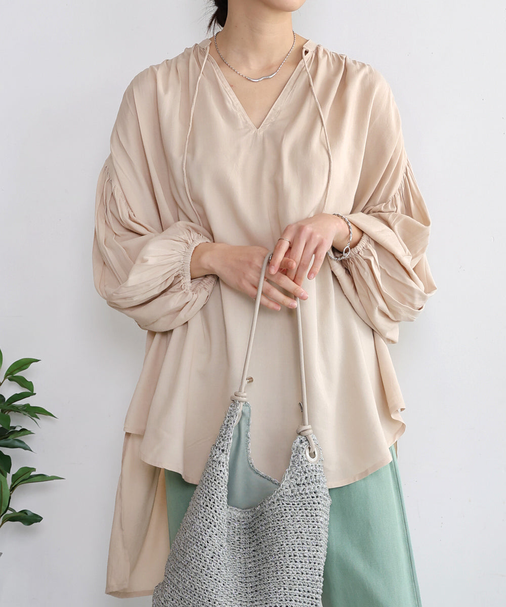 クールタッチレーヨンボリュームスリーブチュニック