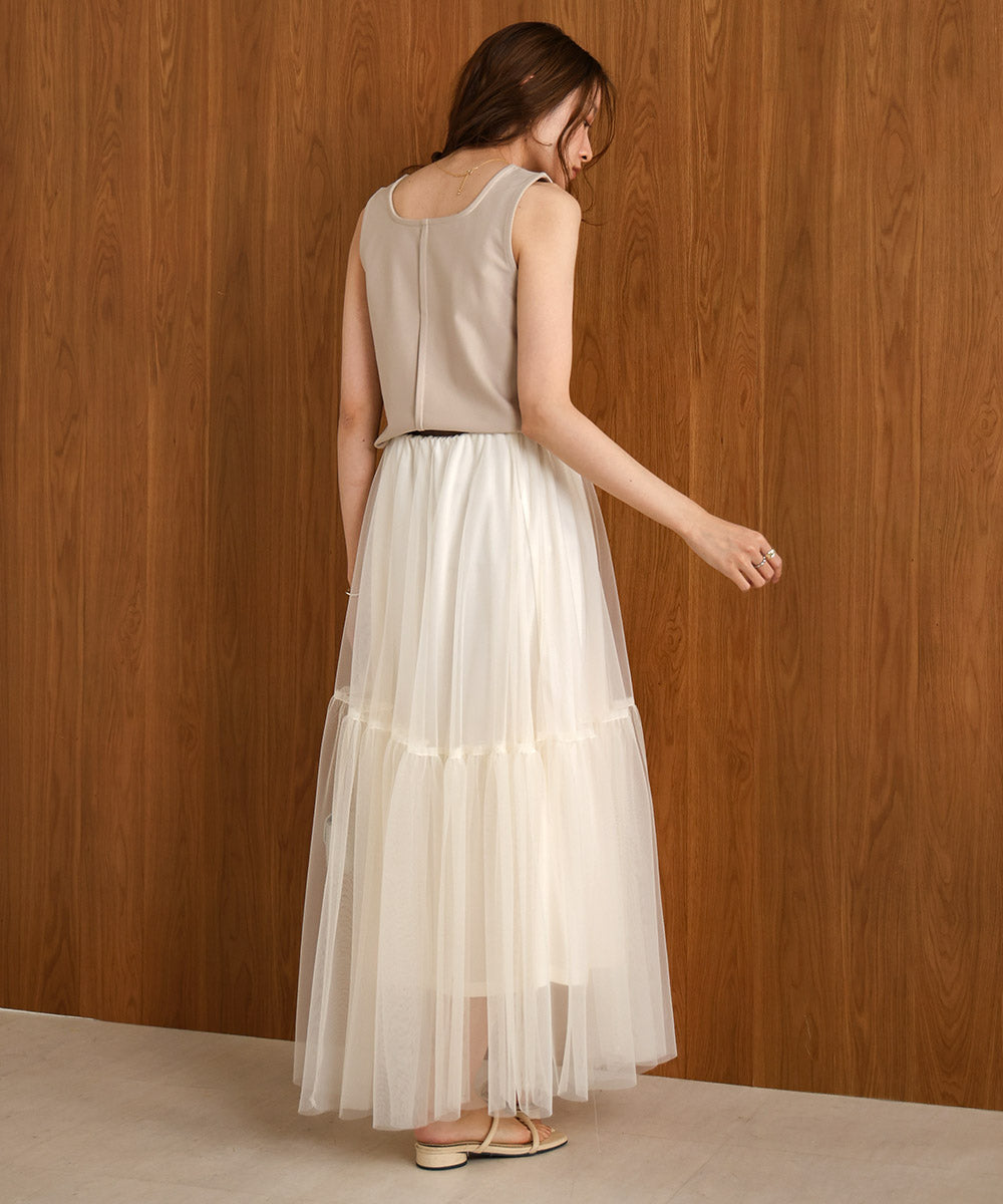 【S・M 展開】スクエアネックタックデザインタンクトップ