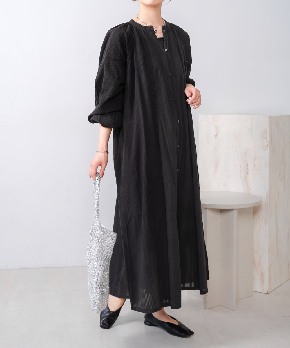 シアサッカーレース切替ワンピース