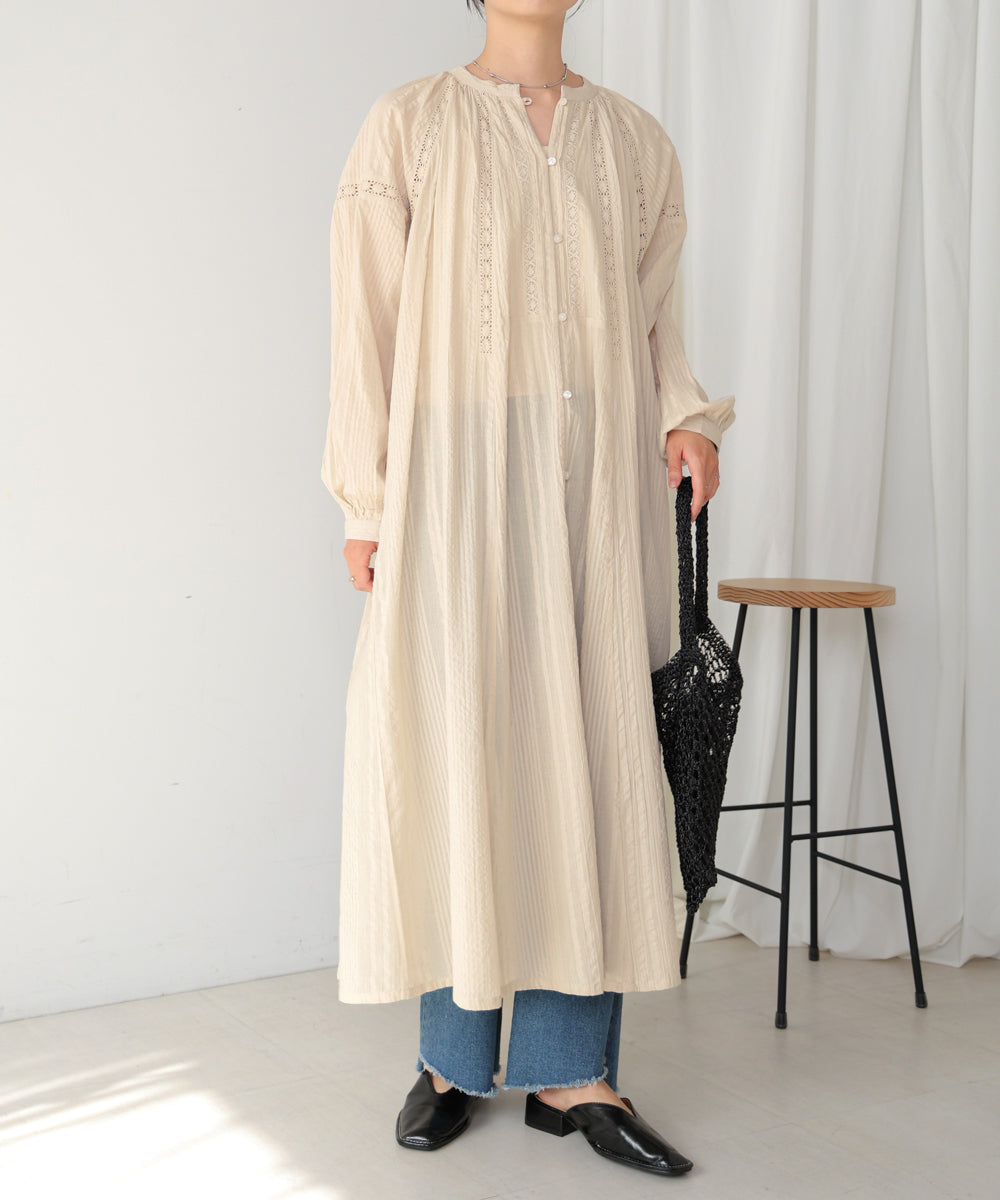 シアサッカーレース切替ワンピース