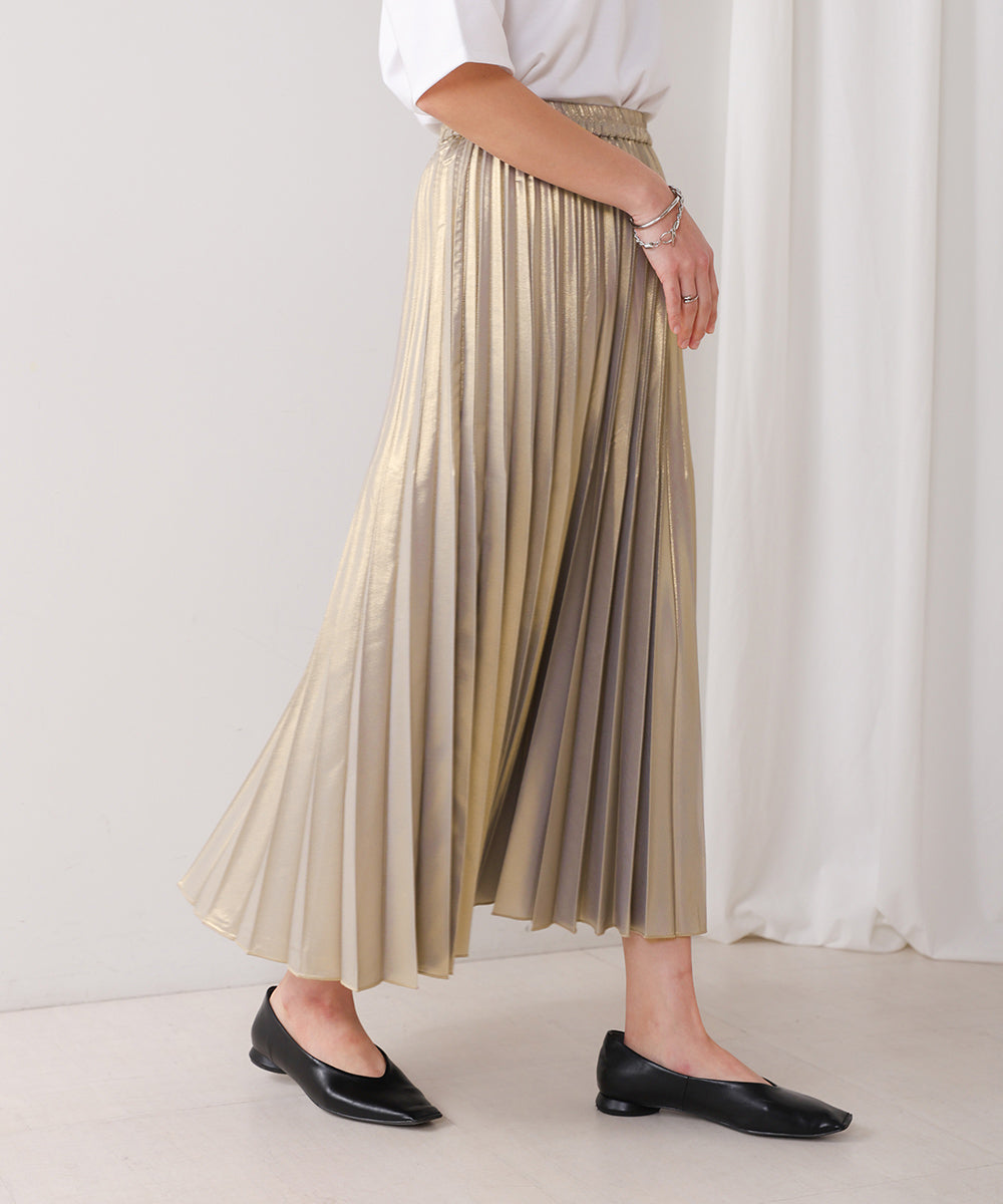 チンツ加工プリーツスカート