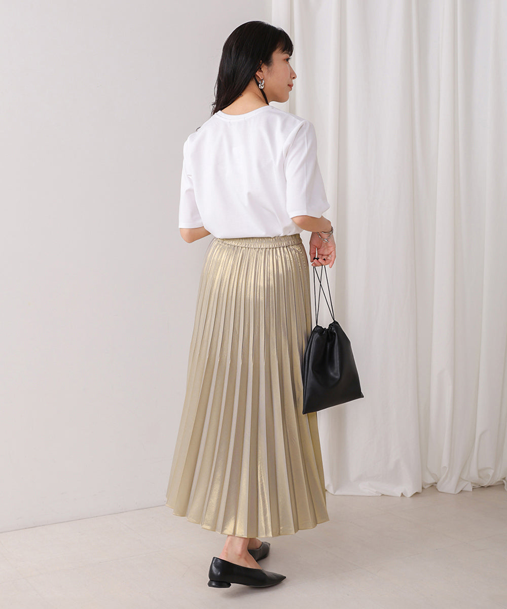 チンツ加工プリーツスカート