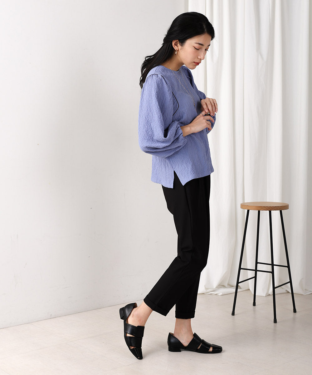 リップル加工パイピングブラウス