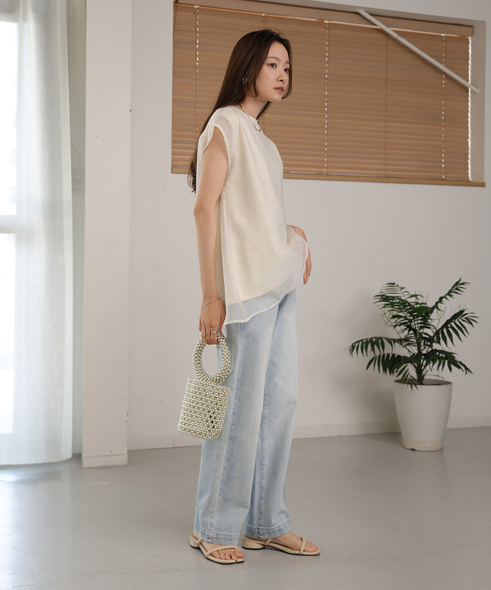 シアーレイヤードノースリーブトップス