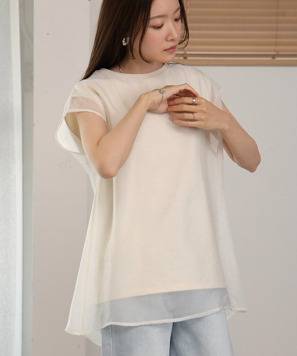 シアーレイヤードノースリーブトップス