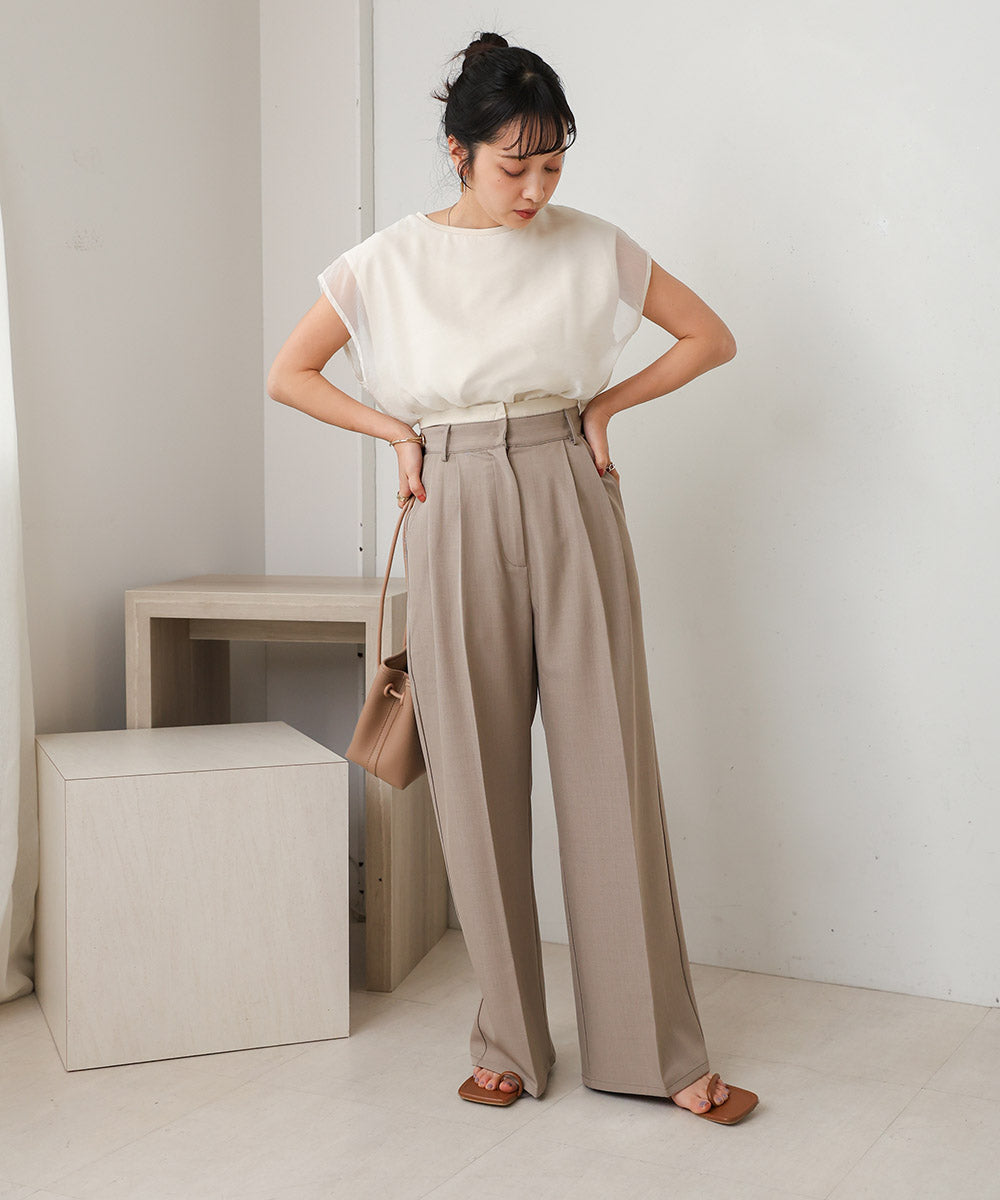 シアーレイヤードノースリーブトップス