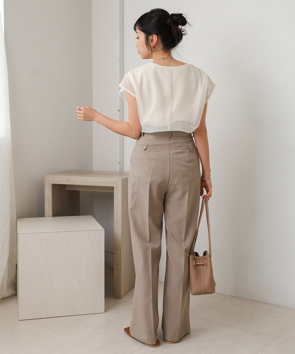 シアーレイヤードノースリーブトップス