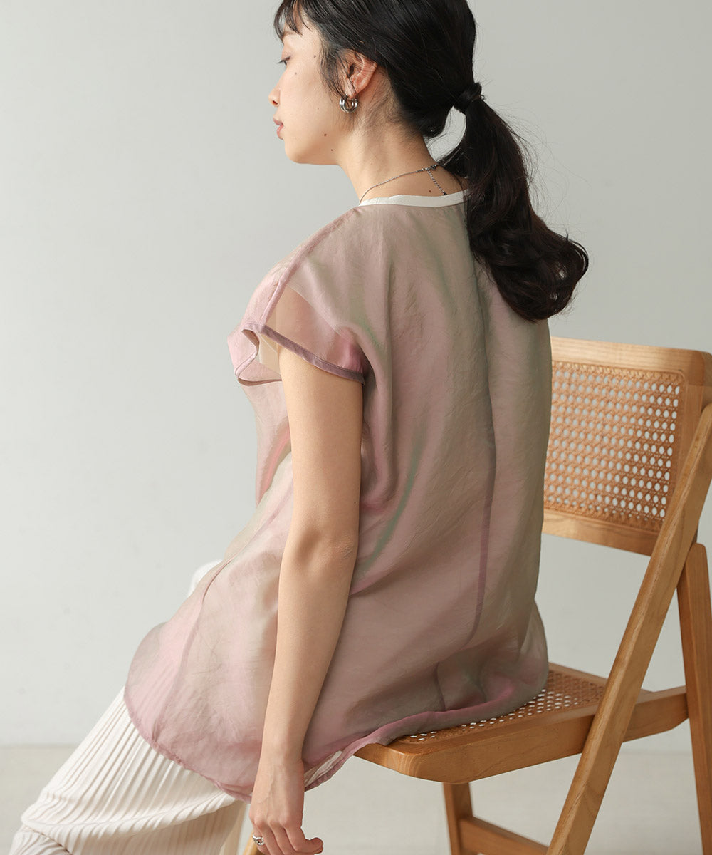 シアーレイヤードノースリーブトップス