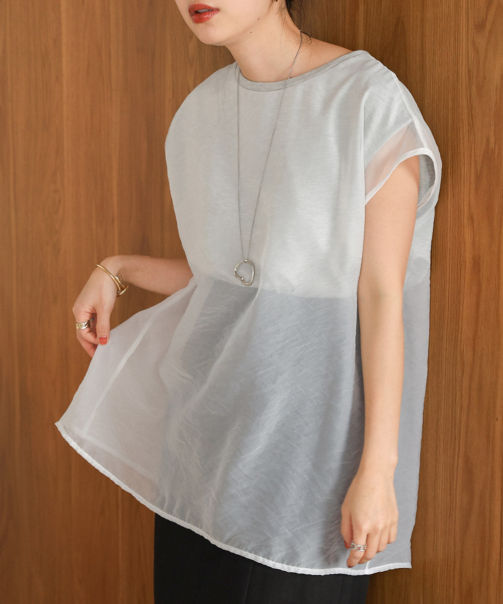 シアーレイヤードノースリーブトップス