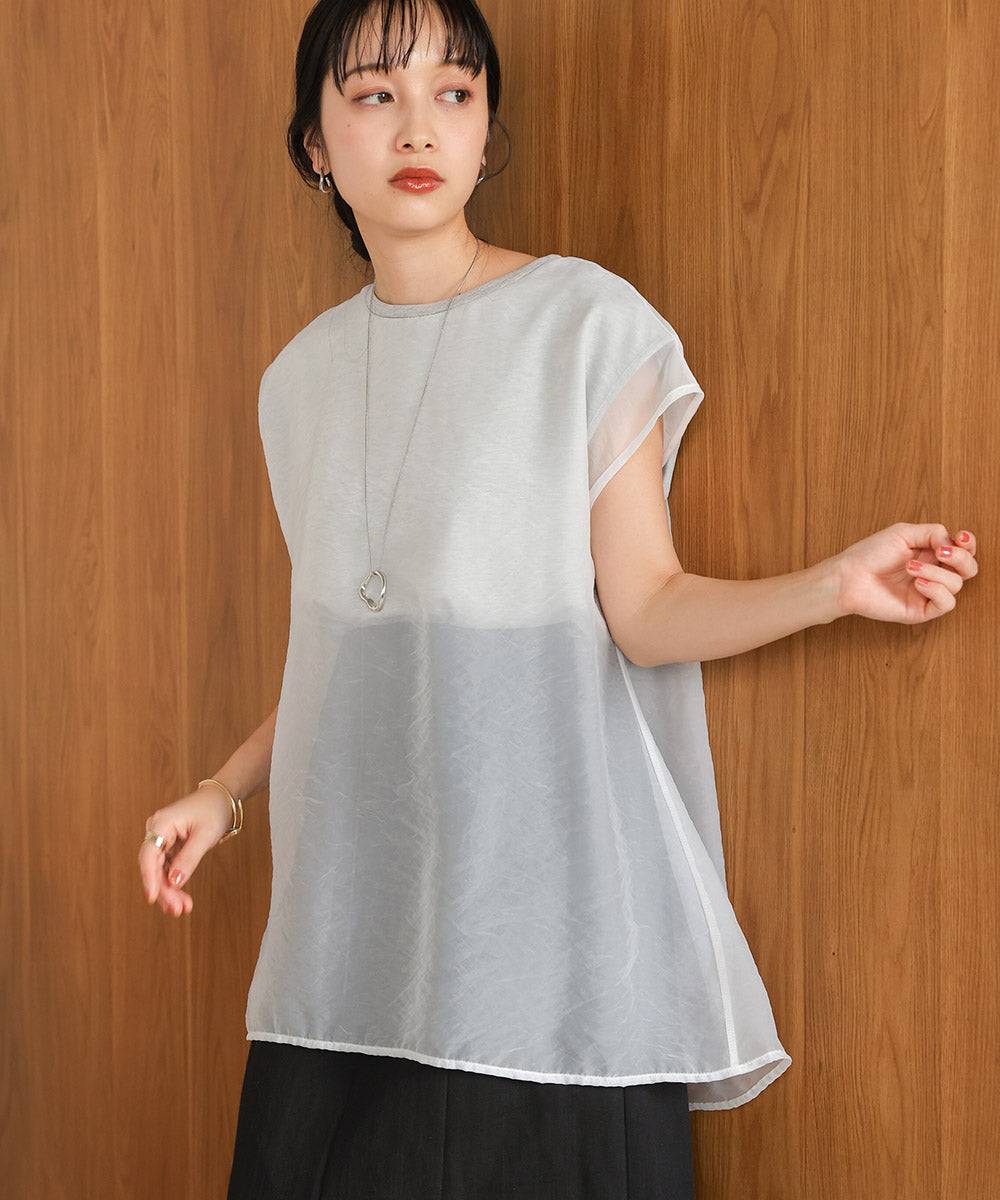 シアーレイヤードノースリーブトップス
