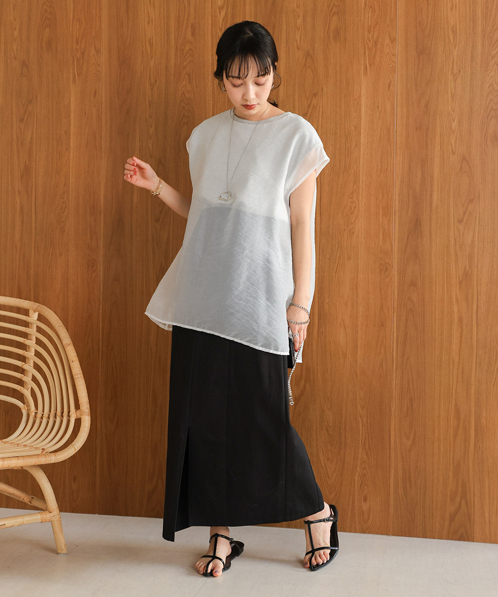 シアーレイヤードノースリーブトップス