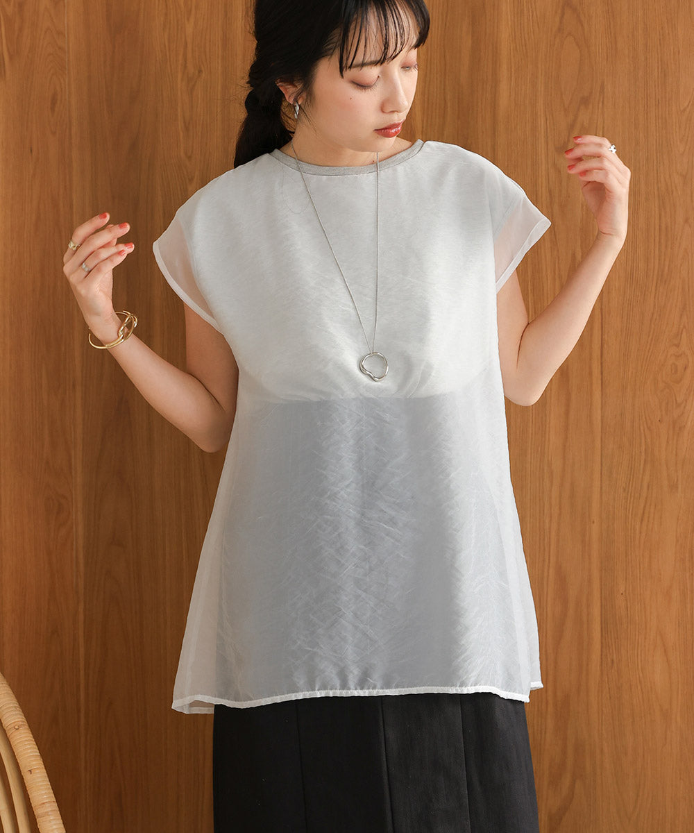 シアーレイヤードノースリーブトップス