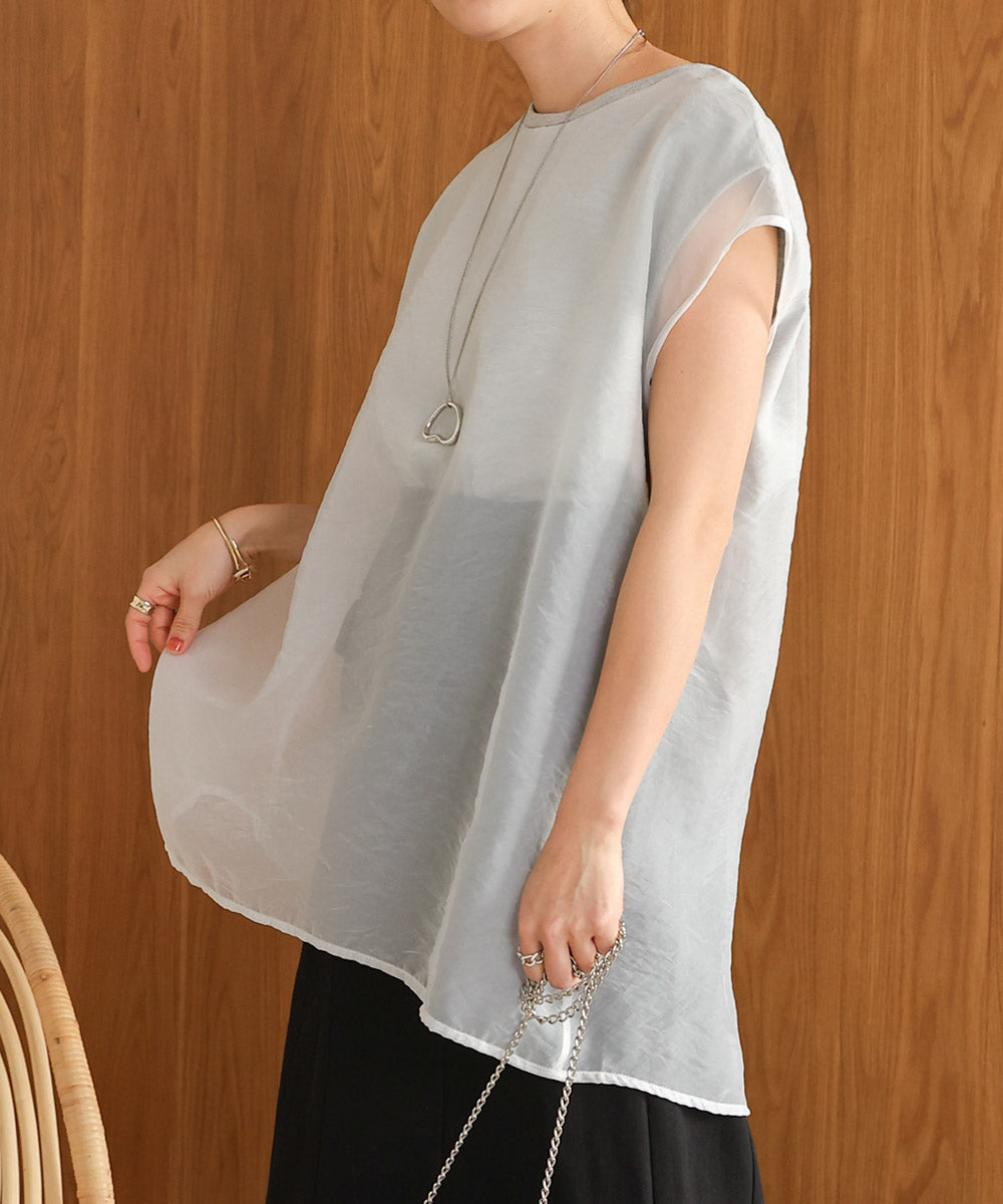 シアーレイヤードノースリーブトップス