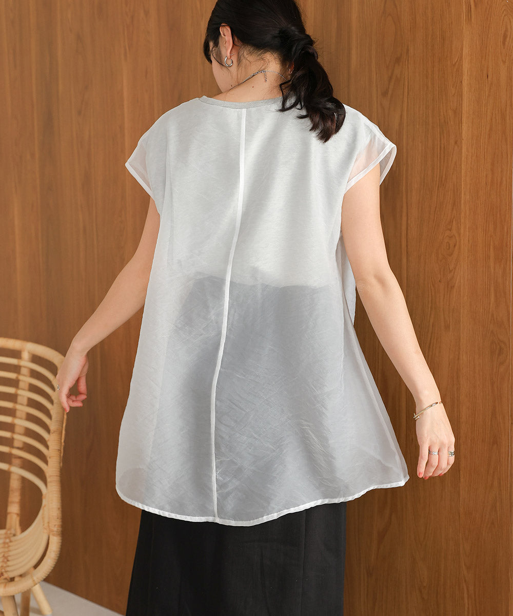 シアーレイヤードノースリーブトップス