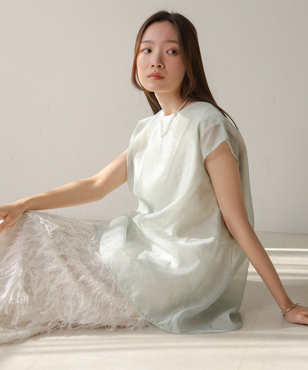 シアーレイヤードノースリーブトップス